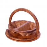 2 Tier Round Wooden Fruit Basket