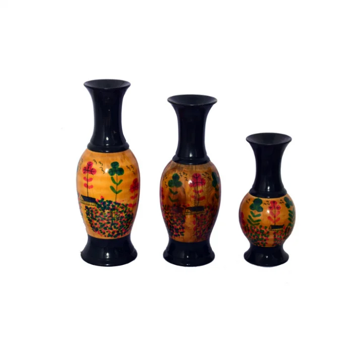 Wooden Colorful Vase Flower Set
